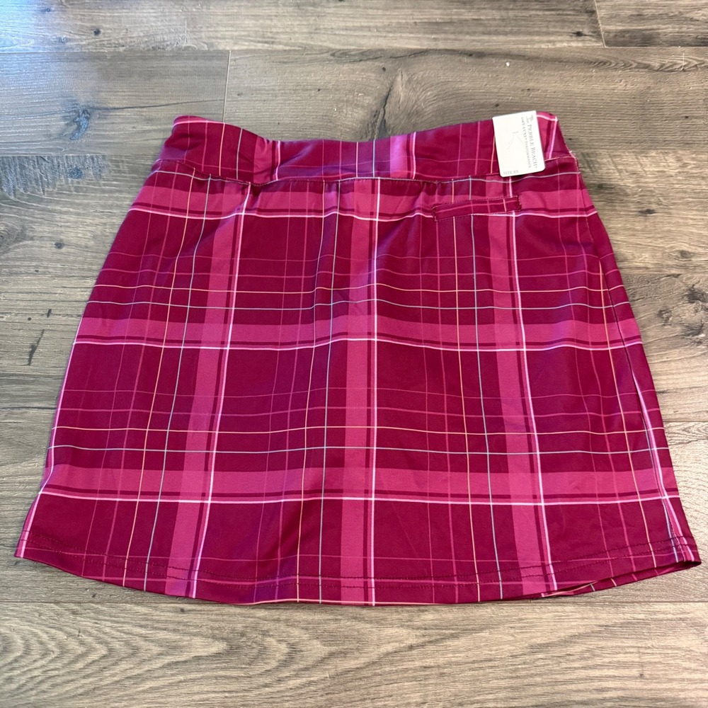 Pebble Beach Dry-Luxe Performance Golf Skort Pink Purple Plaid‎ XS New